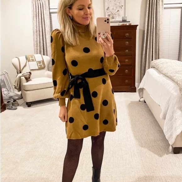 Who What Wear Tan Long Sleeve Turtleneck Dress - Picture 2 of 8